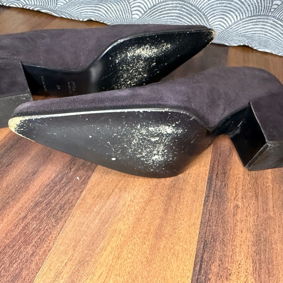 Prada Brown Suede Pointed Block Heel Pumps - Picture 5 of 9